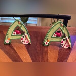 Vintage Mary Engelbreit Letter A Resin Figurine 1999 ME Ink Art Apple Green (2)